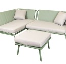Corner Lounge Set with an aluminum frame and cushions included. Frame in Green.