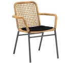„HoReCa“ fotelis, skirta naudoti lauke restoranuose ar kavinėse. Aliuminio rėmas ir PE vytelės natūralios spalvos. Pridedama juoda pagalvė