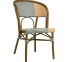 Blue and beige "Santa Cruz" terrace chair with a weather-resistant aluminum frame.