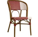 Red and white "Santa Cruz" terrace chair, designed for style and durability.