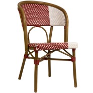 Red and white "Santa Cruz" terrace chair, designed for style and durability.