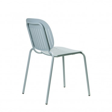 Chair in zinc-coated steel for Café, Hotel or Restaurant Terrace. Light BLue