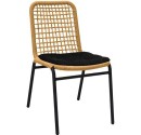 “HoReCa” Chair for outdoor use in restaurants or cafes. Aluminium frame and PE Wicker in "Natural" Color. Black cushion included