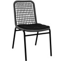 “HoReCa” Chair for outdoor use in restaurants or cafes. Aluminium frame and PE Wicker in Grey Color. Black cushion included