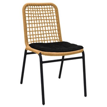„HoReCa“ kėdė, skirta naudoti lauke restoranuose ar kavinėse. Aliuminio rėmas ir PE vytelės natūralios spalvos. Pridedama juoda pagalvė