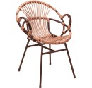 Terrace Chair for restaurant and cafes in a burgundy colored aluminium Frame and PE Wicker in Pink Color 