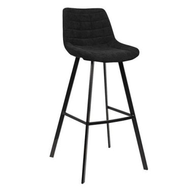 Bāra krēsls lietošanai HoReCa ar melnu metāla rāmi un melnu mākslīgo ādu.