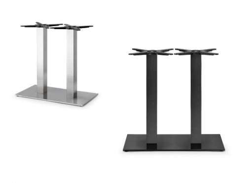 Kahe sambaga must või poleeritud roostevabast terasest lauajalg ristkülikukujulisele lauaplaadile