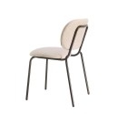 Stylish Café Chair with black metal frame and sand colored fabric. 