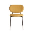 Restorāna atzveltnes krēsls ar smilšu krāsas audumu uz sēdekļa un atzveltnes un rāmis zelta krāsā