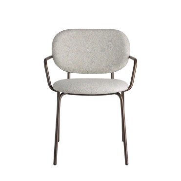 Italian designed Café chair with black metal frame and grey fabric