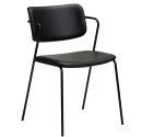 Restaurant and Café chair in BLack PU leather for seat and Back. Steel Frame in BLack. 