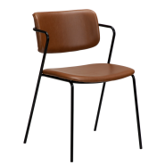 Restaurant and Café chair in Light Brown PU leather for seat and Back. Steel Frame in BLack. 