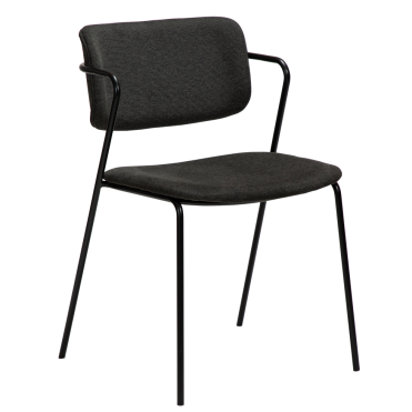 Restaurant and Café chair in Black Fabric for seat and Back. Steel Frame in BLack. 