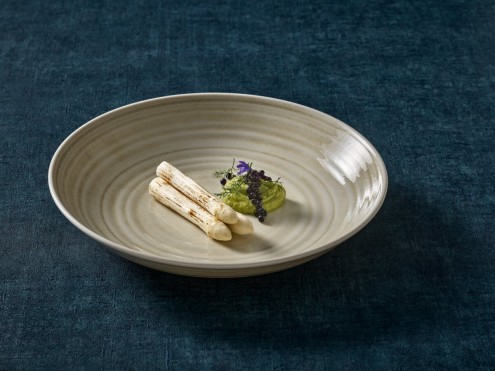 Deep Plate made of hard porcelain but in a ceramic look. For professional use in restaurants.