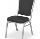 Banketu krēsls ar sudraba rāmi un elegantu melnu auduma apdari