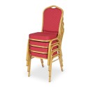 Banketu krēsls ar zelta rāmi un sarkanu audumu