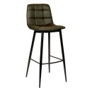 Barstool for restaurant with a black metal frame and in Army Green artificial leather. 