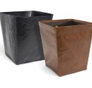 Waste Bins for the hotel in vegan leather. In two colors: Black and Saddle Brown. 