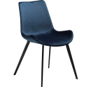 Restorāna krēsls “ Pusnakts” zils velveta audums un melns tērauda rāmis