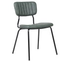 Café chair with black steel frame and Green artificial leather 