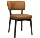Kėdė su tamsiu mediniu rėmu ir dirbtine oda dūmų/konjako/pilkai rudos/antracito spalvos 