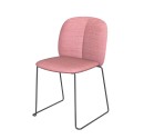 seminarstol med sorte ben og rosa stof