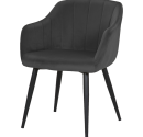 Restaurant Chair with upholstery in velour. Anthracite color. Black color steel frame. 