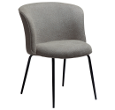 Restaurant or Hotel Chair. With soft upholstery on seat and on backrest. In light grey color. Black legs. 