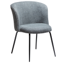 Chair for restaurants or hotels. With light grey fabric and steel legs in black color. 