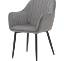 Elegants un ērts restorāna krēsls ar vertikālu šūšanas līniju tumši pelēkā krāsā