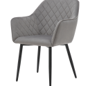 Stylish and Comfortable Restaurant Chair with Diamond Pattern Upholstery in Dark Gray
