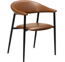 Restorāna krēsls ar melnu metāla rami un gaiši brūnu mākslīgo ādu “Vintage” stilā. 
