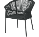 "Anthracite-colored terrace chair 'Augusto' made of technorattan, ideal for restaurants and cafés."