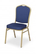 Banketu krēsls ar zilu audumu, liekami viens uz otra