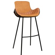 Bar Chair for restaurant or café. Black Metal Frame. Ochre yellow color