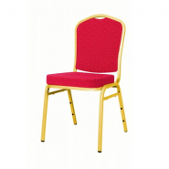Stackable Banquet Chair with Red Fabric and Gold Frame