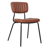 Café chair with black steel frame and Cognac artificial leather (Pepe)