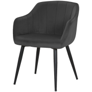 Restaurant Chair with upholstery in velour. Anthracite color. Black color steel frame. 