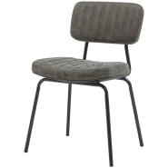 Café chair with black metal frame. Seat and Back upholstered with articificial leather in dark grey.