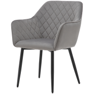 Stylish and Comfortable Restaurant Chair with Diamond Pattern Upholstery in Dark Gray
