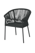 "Anthracite-colored terrace chair 'Augusto' made of technorattan, ideal for restaurants and cafés."