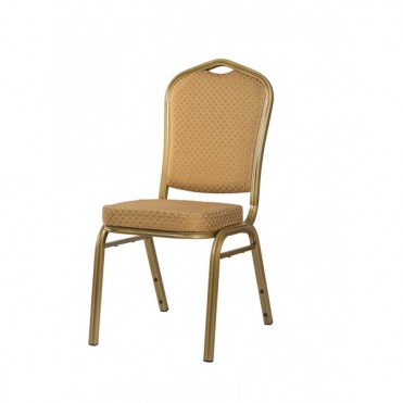 Banquet chair with golden frame and beige fabric. 