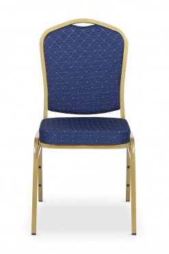 Banketu krēsls ar zilu audumu, liekami viens uz otra