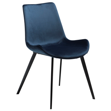 Restorāna krēsls “ Pusnakts” zils velveta audums un melns tērauda rāmis