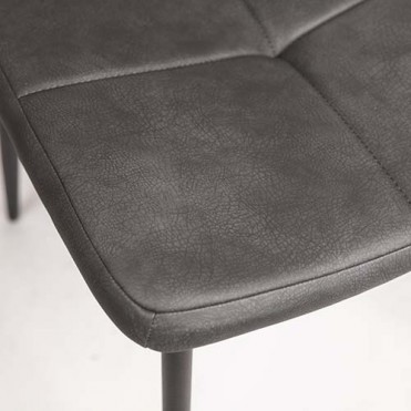 Barstool with black frame and dark grey artificial leather