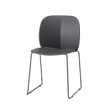 Chair for meeting rooms and seminars with anthracite coloured legs and amthracite seat and back in techopolymer
