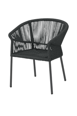"Anthracite-colored terrace chair 'Augusto' made of technorattan, ideal for restaurants and cafés."