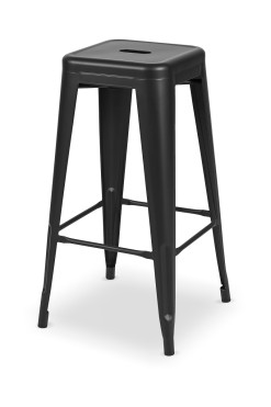 Tolix Style barstol i galvaniseret stål til udendørs brug, sort