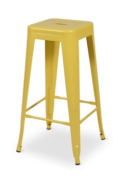 Barstol, Tolix Style, galvaniseret stål, til cafe og bar, gul